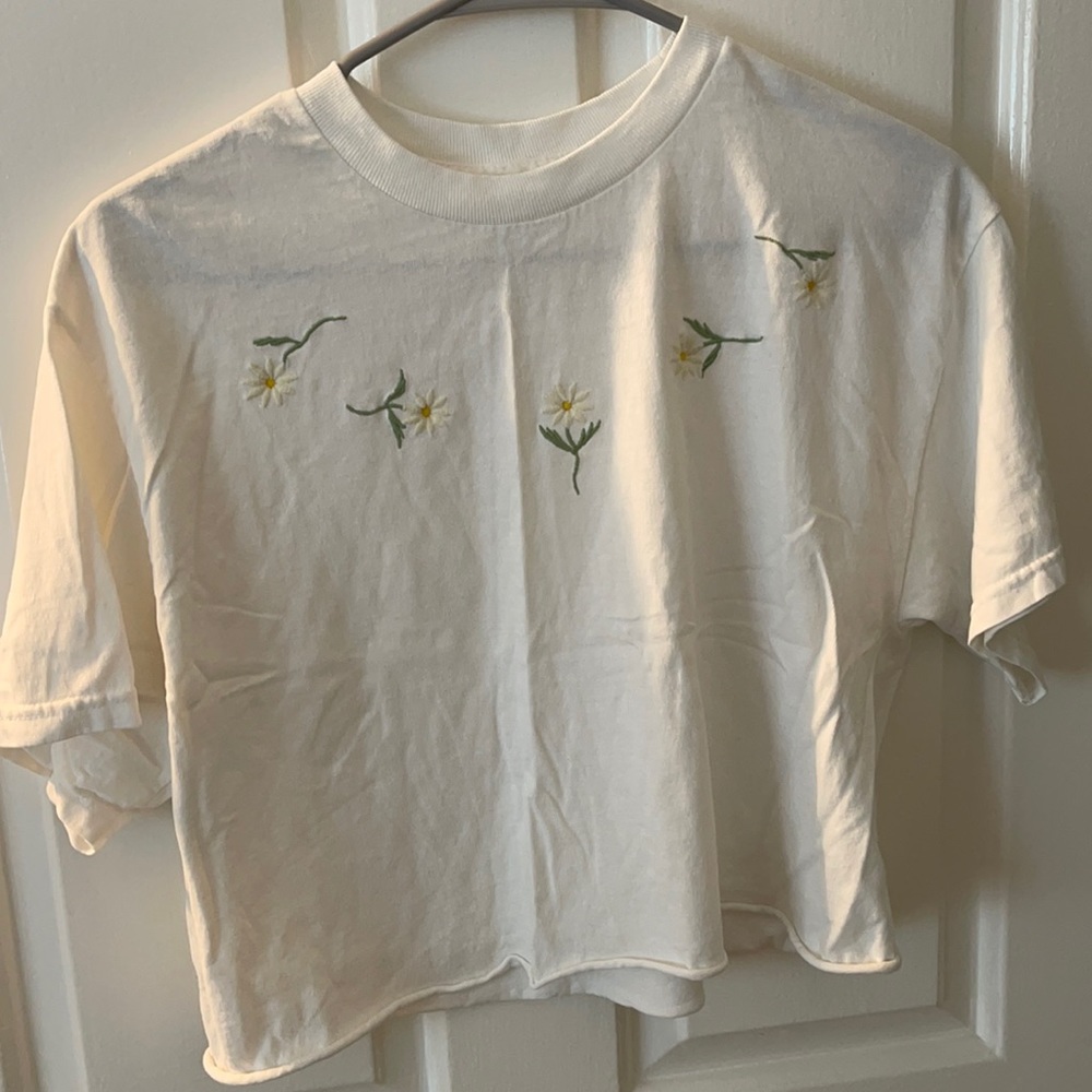 White Floral Crop Top